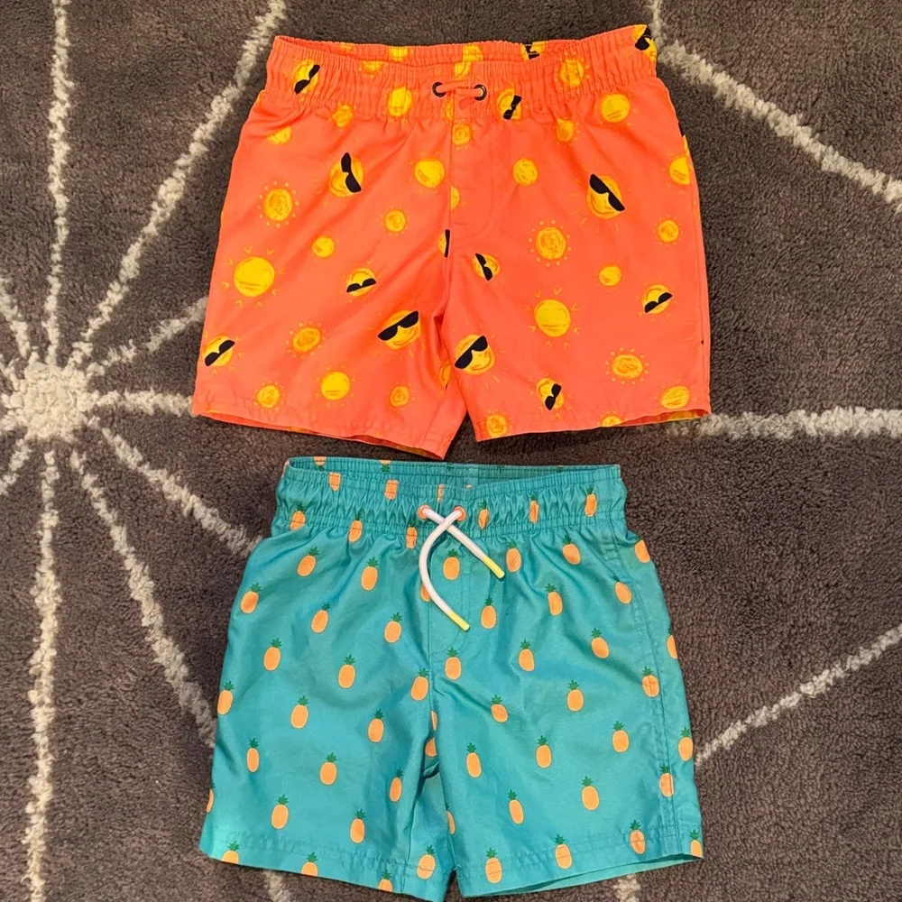 Cat & Jack Swim Trunks Bathing Suit Set Kids size 4t pineapple sunshine